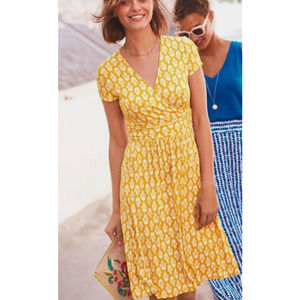 Boden Yellow and White Lola Jersey Dress Sz. 12